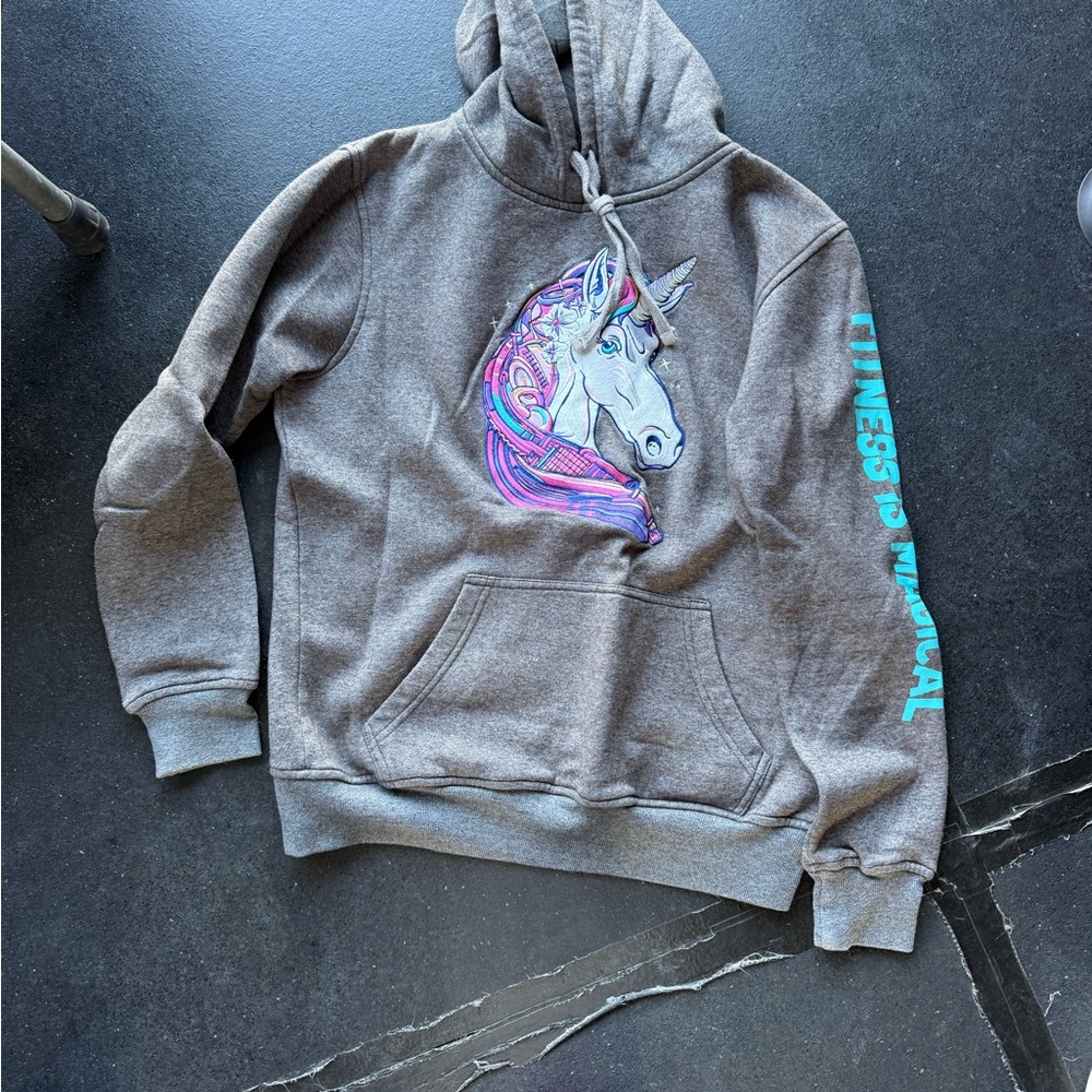 Gray Hoodie with Unicorn Design